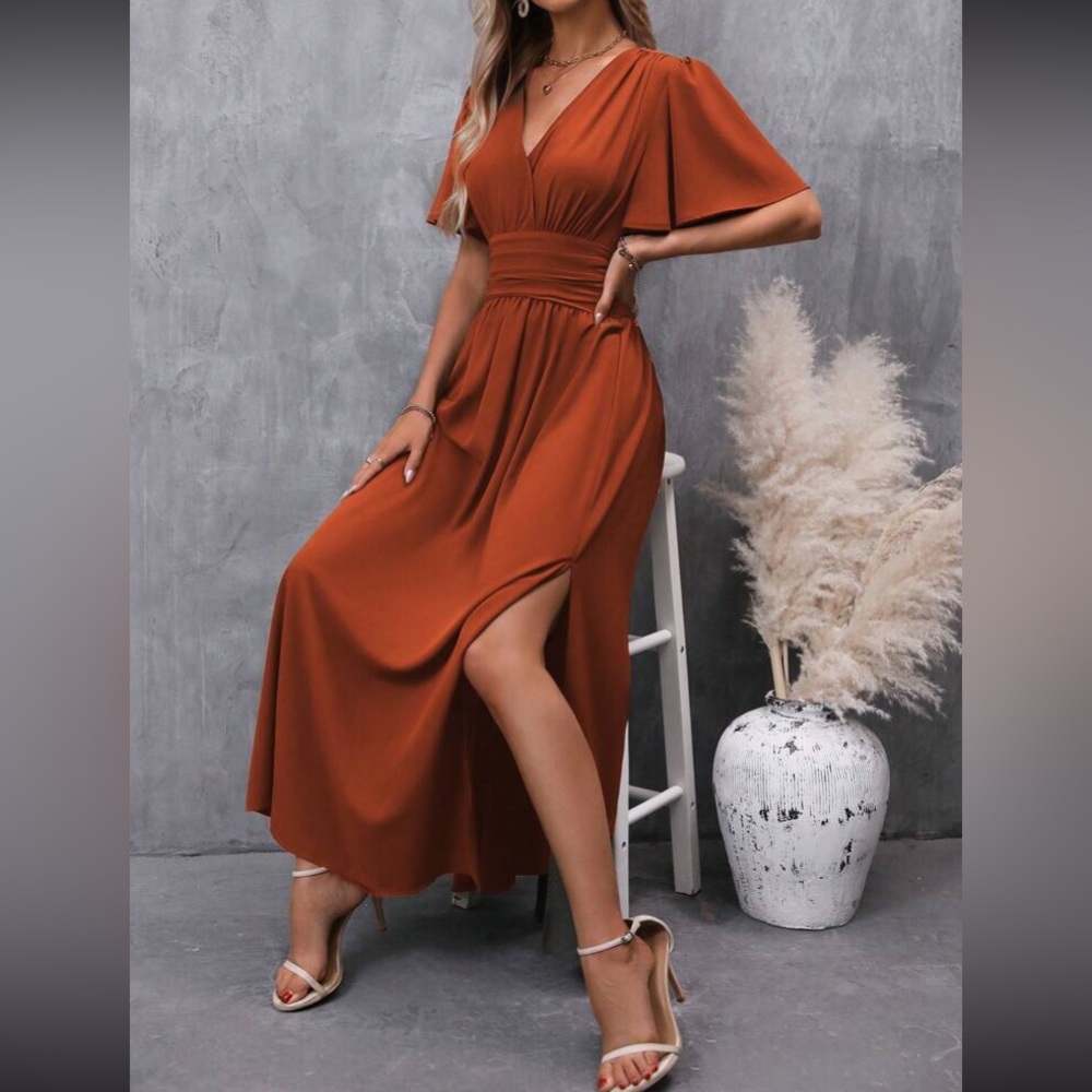 Boho butterfly sleeve slit thigh maxi dress - Picture 5 of 16